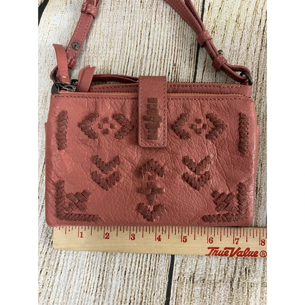 Lucky Brand Rela Pink Leather Crossbody‎ Fold Over Convertible Wallet Hobo Bag